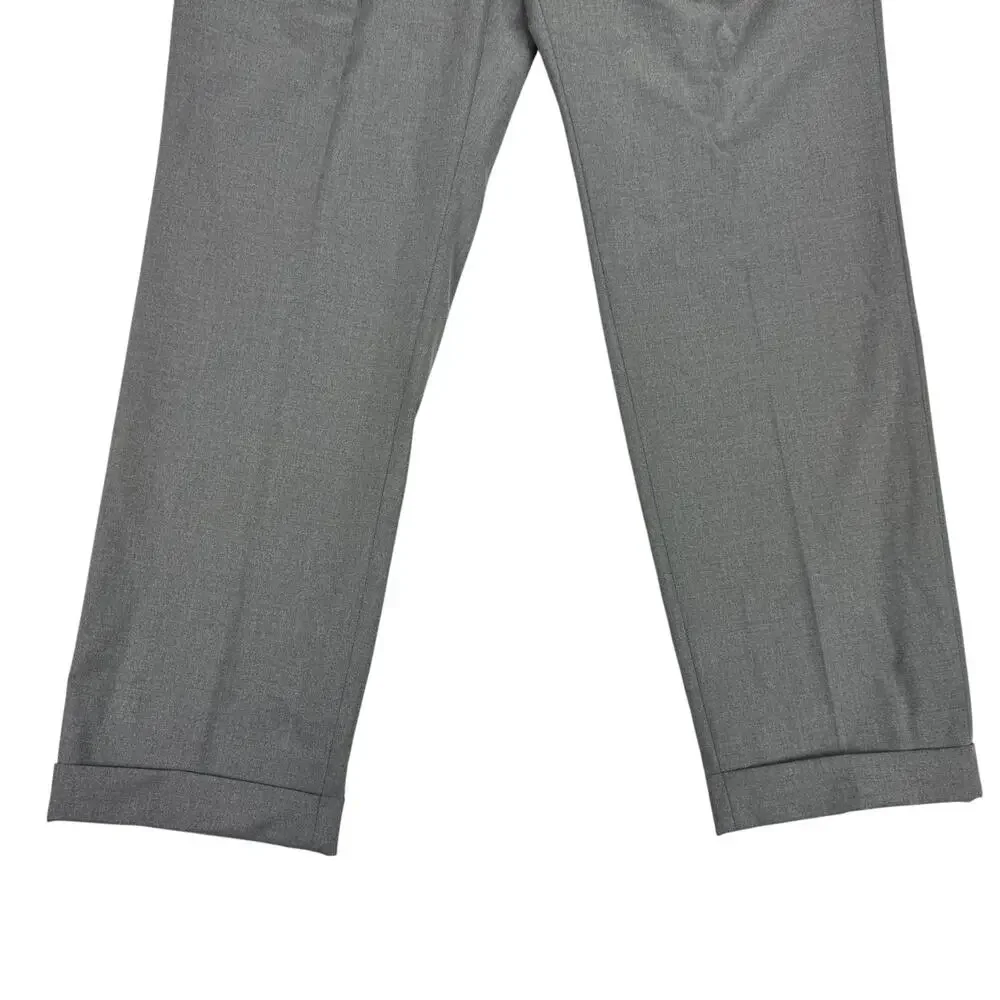 Michael Kors Mens Pleated Cuffed Solid Classic Fit Stretch Pants Gray 35x30